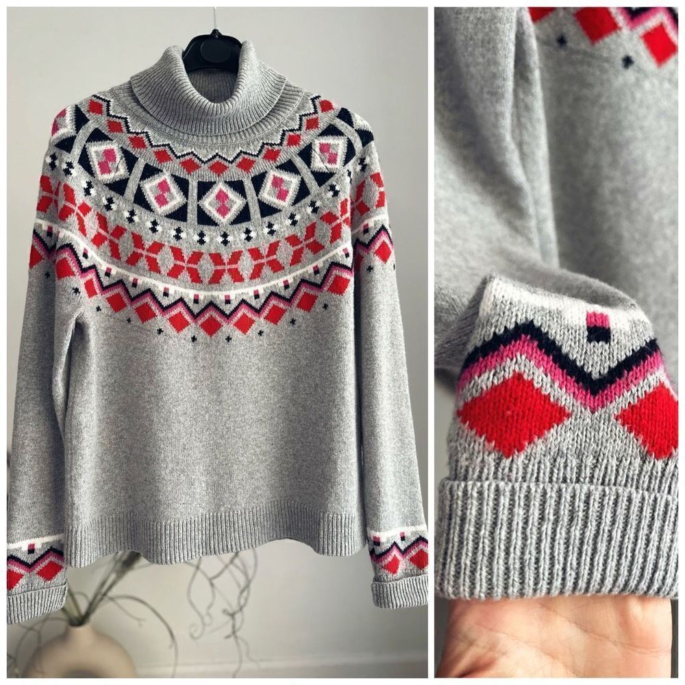 1901 Nordstrom Fair Isle Turtleneck Cotton Blend Sweater Small